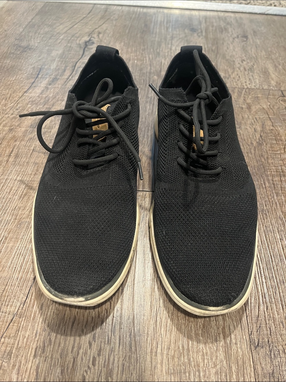 Aldo Men's Black Knit Lace-Up Sneakers with Cream Sole